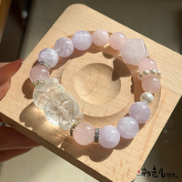 Bracelet élastique perlé en forme de boule de cristal Labubu de luxe léger avec strass pour femme, bijou à porter au quotidien