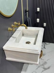 Lavabo de Pared de Mármol Blanco |   Lavabo Flotante de Piedra Natural Hecho a Mano |   Baño Personalizado, Duradero y Ecológico - Product Image 5
