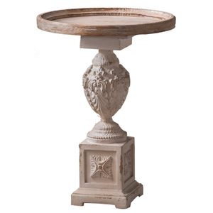 French Style Carved Solid Wood Round Coffee <b>Table</b> Vintage <b>Side</b> <b>Table</b> For Home Decor Wedding Decoration Handmade A2281 - Product Image 5
