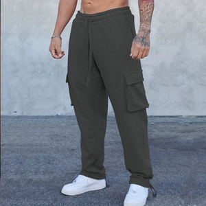 Men's Denim Jogger Track Pants <b>Elastic</b> Waistband Light Wash Breathable Washable Stacked Sweatpants with Pocket Fitness Trousers - Product Image 4