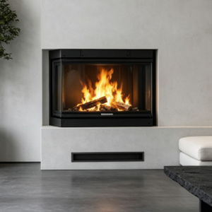 Cheminée moderne autoportante à bois, foyer <span class=keywords><strong>panoramique</strong></span> à trois faces en verre, <span class=keywords><strong>insert</strong></span> de 14 kW pour le chauffage d'appartements, maisons et villas - Product Image 1