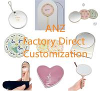 Miroir de poche compact portable en argent plaqué, mini rose, à une seule face, mode, grossissant, personnalisé
