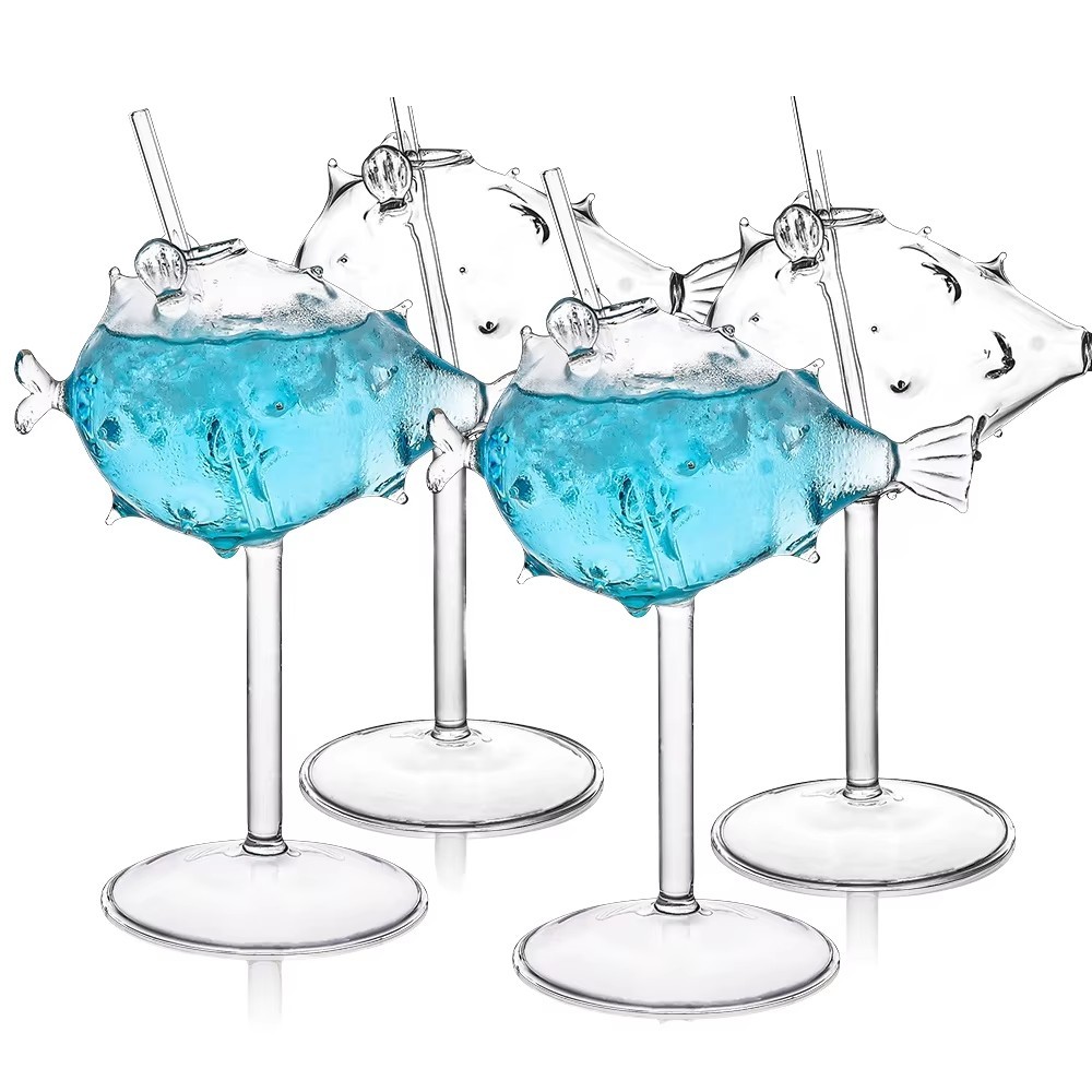 UPKOCH Puffer Fish Cocktailgläser - Skurrile Fisch-Becher Aus Dickem Glas Für Bar & Party!