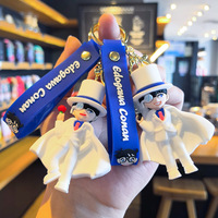 Gantungan Kunci Boneka Silikon Gel 3D Anime Detektif Conan Bergaya Kartun Lucu, Tidak Beracun, untuk Tas Ransel & Gantungan Mobil