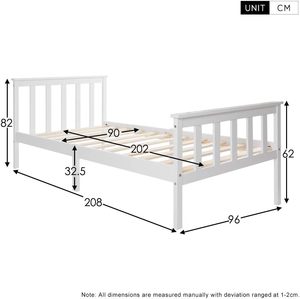 Lit <span class=keywords><strong>en</strong></span> <span class=keywords><strong>bois</strong></span> Lit simple Twin Blanc Cadre <span class=keywords><strong>en</strong></span> <span class=keywords><strong>bois</strong></span> massif <span class=keywords><strong>Pieds</strong></span> <span class=keywords><strong>à</strong></span> <span class=keywords><strong>lattes</strong></span> avec tête de lit et pied de lit - Product Image 3