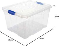 Boîte de rangement en plastique avec couvercle - Conteneur de rangement pour jouets, vêtements et plus encore. Dimensions du sac de 25 L de capacité, conception robuste