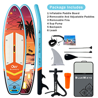 Planche de paddle gonflable durable de 11' avec sac de transport et pompe, planche de SUP de 33" de large pour sports nautiques en rivière et en mer