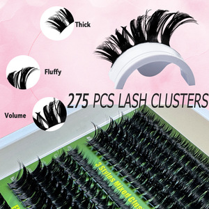 Nouvelles extensions de <span class=keywords><strong>cils</strong></span> individuels en grappe 60D 80D 100D, effet wispy, 275/280 pièces, fibres synthétiques douces, faux <span class=keywords><strong>cils</strong></span> DIY - Product Image 2