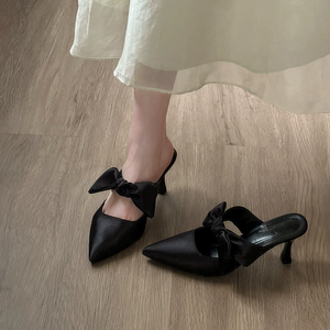 Nuovi Sandali <span class=keywords><strong>da</strong></span> Damigella per Donna, Slip-on con Punta a Spillo, Fiocco in Raso, Tacchi a Stiletto, Ciabatte con Tacco Medio, Scarpe <span class=keywords><strong>da</strong></span> <span class=keywords><strong>Sposa</strong></span> - Product Image 3