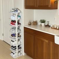 Meuble à chaussures pliable multi-niveaux en plastique, design moderne, organisateur pour espaces étroits, grande capacité, armoire de rangement pour entrée domestique