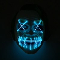 Masque Lumineux en PVC pour Fête d'Halloween et Carnaval, Thème Horreur Amusant, Tête de Chou Blanc, Unisexe Tous Âges, Spécial Importation Transfrontalière EL