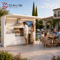 Meubles de cuisine extérieurs modulaires en aluminium avec barbecue, évier, îlot de rangement et comptoir pour jardin et patio