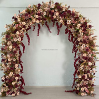 Arche de fleurs artificielles personnalisable en couleur, style printemps vert, arche florale en soie, toile de fond pour décoration de mariage et d'événements