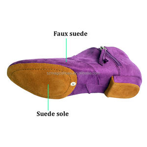 Folk Black Latin Mujeres Salón de baile Mujer \'s Line Mujer Bailando Salsa Western Country Suede Zapatos de baile cortos Botas Suela derramada - Product Image 2