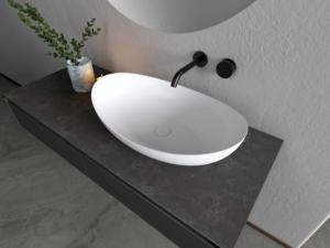 Lavabo de bain moderne et élégant <span class=keywords><strong>en</strong></span> forme de bateau ovale blanc au-dessus du comptoir pour la salle de bain - Product Image 4