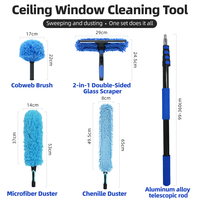 Ensemble de dépoussiéreur télescopique en aluminium de 3,6 m avec joint pivotant, brosse multi-usages pour toiles d'araignées et outils de nettoyage de fenêtres