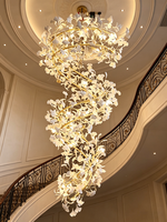 Lustre suspendu pour salon, décoration de luxe moderne, lustre pour escalier, luminaire suspendu pour plafond haut, lustre en cristal de haute qualité