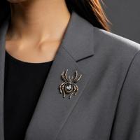 Broche Araignée Vintage Style Ethnique avec Strass, Grande Épingle Insecte Gothique en Cristal Plaqué Or Unisexe pour Cadeau de Mariage, Fête, Manteau