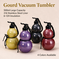 Bouteille isotherme style Wukong en forme de gourde, acier inoxydable 316, 500 ml, couvercle à ouverture par pression, bouteille d'eau sport portable, logo personnalisé