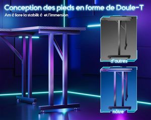 <span class=keywords><strong>Bureau</strong></span> d'<span class=keywords><strong>ordinateur</strong></span> en forme de L pour petits espaces avec éclairage LED et prises électriques pour <span class=keywords><strong>bureau</strong></span> <span class=keywords><strong>à</strong></span> domicile, étude, travail, jeux, chambre - Product Image 2