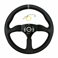 Leaders Universal Real Leather 14 pouces 350mm 5cm Deep Wheel JDM Racing Simulation Volant épaissi et lesté