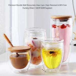 Customized 350ml Double Wall Glass <b>Coffee</b> Cup Heat-Resistant Borosilicate Glass Mug for Latte Espresso Macchiato Drinking Use - Product Image 5