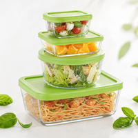 Boîte à lunch rectangulaire OEM en verre borosilicate de 2650 ml avec couvercles sans BPA, compatible four, conteneur bento