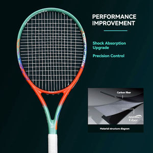 Raquette de tennis intermédiaire avancée pour amateurs, haute élasticité, entièrement en fibre de carbone, unisexe adulte, entraînement professionnel, jeu individuel - Product Image 1