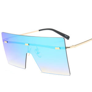 Gafas de <span class=keywords><strong>sol</strong></span> sin montura transparentes a la moda multicolor, montura cuadrada grande, gafas de <span class=keywords><strong>sol</strong></span> de gran tamaño - Product Image 4