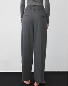 <span class=keywords><strong>Pantaloni</strong></span> da ufficio <span class=keywords><strong>eleganti</strong></span> personalizzati <span class=keywords><strong>pantaloni</strong></span> da donna <span class=keywords><strong>neri</strong></span> dritti a vita alta <span class=keywords><strong>pantaloni</strong></span> larghi Casual autunno cerniera grigio mosca per donna - Product Image 4