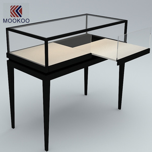 Gabinete de exhibición con iluminación LED de cristal dorado personalizable, tienda elegante y escaparate de joyería, soporte de mostrador - Product Image 3