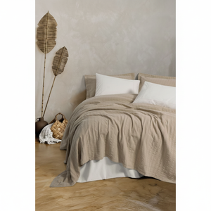 Cotton Box Natura King/Queen <b>Bedspread</b> Quilt <b>Set</b> Vilo Beige Floral Print Cover Polyester Material for Home or Hotel Use - Product Image 3