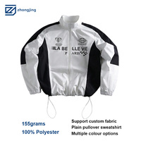 Survêtement Softshell à fermeture éclair intégrale léger avec logo personnalisable, veste coupe-vent de sport vintage pour hommes, streetwear pour hommes