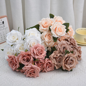 Flores Artificiales de Rosa Vintage con Volantes Estilo Cappuccino, 7 Cabezas, Alta Simulación, Decoración Floral para Bodas y Hogar - Product Image 3