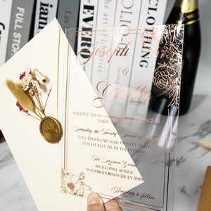 Invitations <span class=keywords><strong>de</strong></span> <span class=keywords><strong>mariage</strong></span> verticales <span class=keywords><strong>haut</strong></span> <span class=keywords><strong>de</strong></span> <span class=keywords><strong>gamme</strong></span> en acrylique avec estampage doré, idéales pour fleurs séchées et gypsophile, vente transfrontalière - Product Image 3