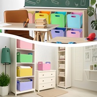 Lot de 6 paniers de rangement rectangulaires en tissu coloré de 14x10 pouces, pliables en feutre avec poignée pour l'organisation du placard et des étagères de chambre