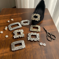Boucle de chaussure carrée en strass - Clips en alliage de zinc pour sandales à talons hauts pour femmes, accessoires de chaussures