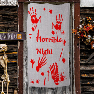 Tela Espeluznante para Fiesta de Halloween Pafu con Huellas de Manos, Calabazas, Murciélagos, Telarañas, Sangre, Gasa para Puerta, Decoración de Casa Embrujada para Suministros de Halloween - Product Image 3