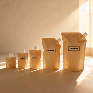 Pochette de recharge de qualité alimentaire Kraft avec logo personnalisé pour savon liquide huile pour le corps lotion crème emballage de soins de la peau - Product Image 2