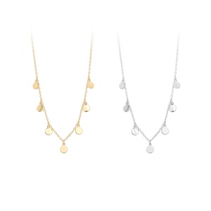Collar con Colgante de Disco Pulido de Plata de Ley S925, Joyería Fina Minimalista en Capas para Mujer, Uso Diario - Product Image 1