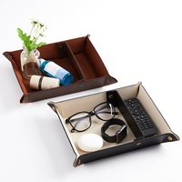 Plateau de rangement pliable de luxe personnalisé en similicuir PU pour montres, bijoux, lunettes et décoration intérieure