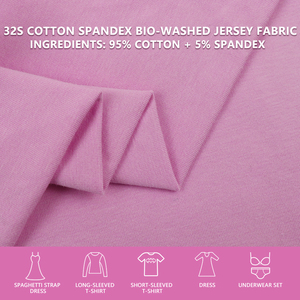 ผ้าคอตตอน 95% สแปนเด็กซ์ 5% 32S ผ่านกระบวนการ Bio-Washed แบบ Single Jersey น้ำหนักปานกลาง 200GSM ผ้าถักเรียบ ความกว้าง 170 ซม. สีพื้น สำหรับตัดเย็บเสื้อผ้า - Product Image 1