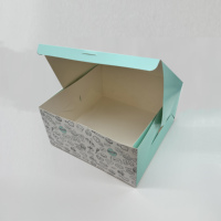Boîte de transport de gâteau de pâtisserie de cadeau d'anniversaire de papier de carton blanc imprimé de qualité alimentaire, boîte d'emballage de gâteau d'anniversaire
