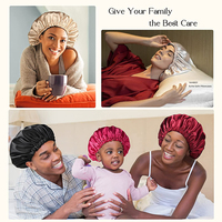 Logo personnalisé grand réglable dormir élastique cravate soie bande chapeau bonnet de douche Double Ayer Satin cheveux Bonnet pour les femmes quatre saisons