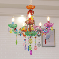 Lustre moderne de luxe en cristal coloré, luminaire suspendu à LED en forme de bougie pour bar, salon, hôtel, éclairage d'ambiance