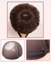 Cheveux bouclés courts pleine perruque de couvre-chef femme cheveux courts frange oblique perruques de séparation faites à la machine pour les femmes perruque