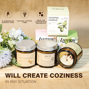 Emballage de parfum personnalisable, pot en verre brun de 100 g, bougies parfumées vegan faites à la main pour la Saint-Valentin, Diwali, parfum d'ambiance pour la maison - Product Image 1