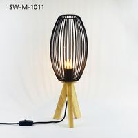 Lampe de table LED décorative moderne et simple en bois et métal avec interrupteur 220V pour salon