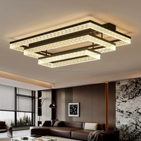 Plafonnier LED géométrique contemporain, cadre noir avec accents en acrylique, éclairage moderne de luxe encastré pour salon