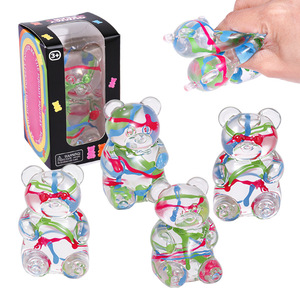 Oso de Peluche de Dibujos Animados, Colorido, Pintado a Mano, Juguetes Blandos de Maltosa para Apretar, para Adultos y Niños, Descompresión, Rebote Lento, Bola para Apretar y Tirar - Product Image 1